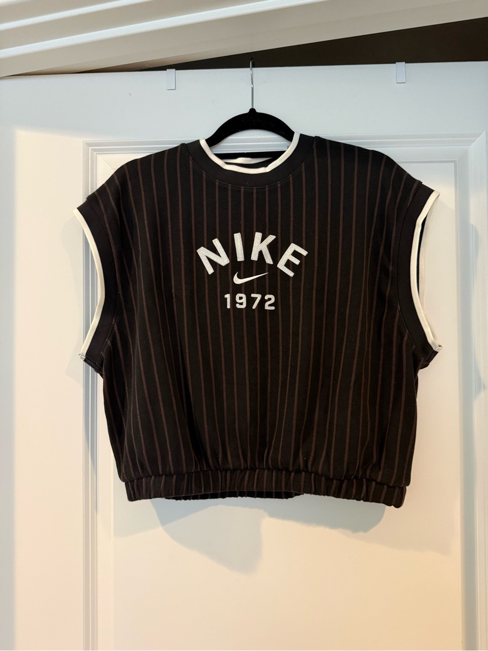 Nike Sportswear Collection Pinstripe Cropped Sleeveless Logo Top
